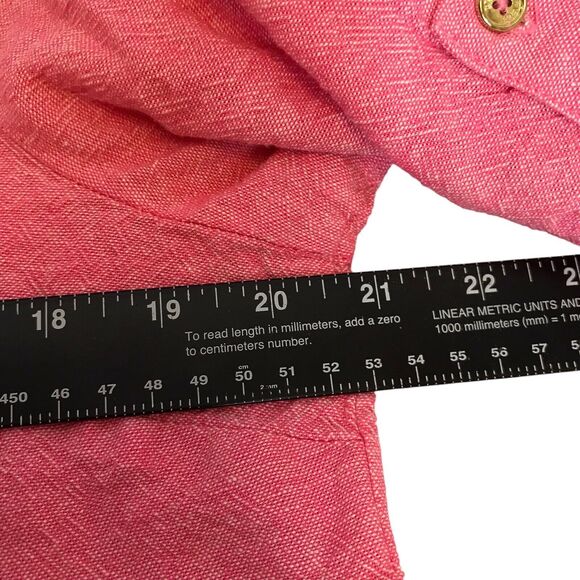 Anne Klein Linen Viscose Blouse Women's Size M Pink Rolled Sleeves - Picture 7 of 12
